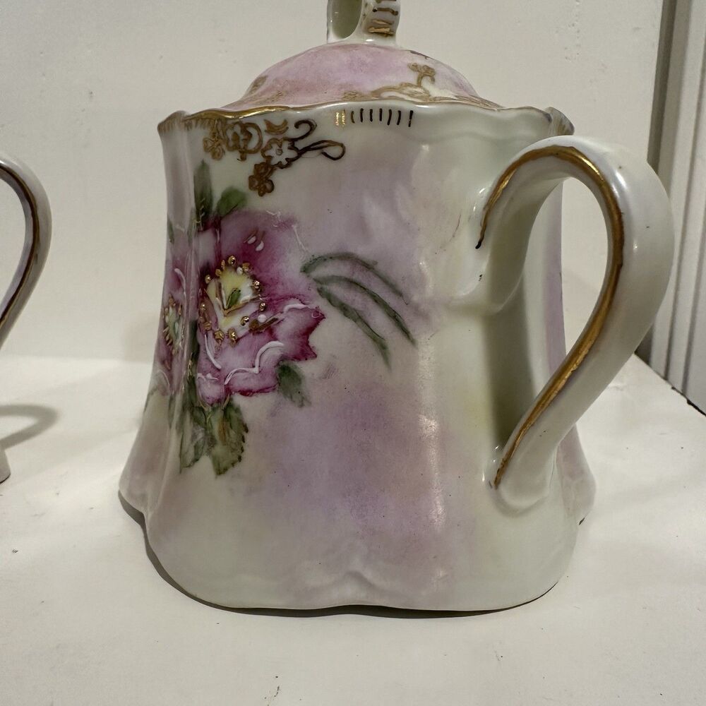 Hutschenreuther Germany Hand Painted Sugar & Creamer Set – Signed 1992 Floral - Picture 9 of 15